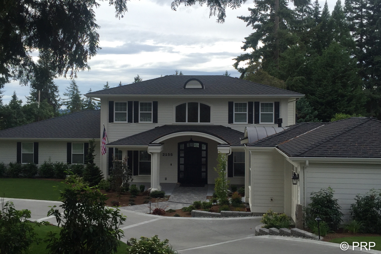 Clyde Hill roof project showing ADU and Landmark TL shingle installation