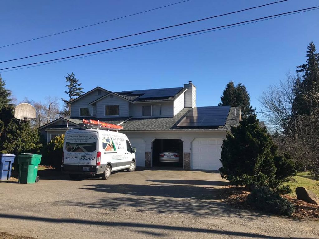 solar panel installation on residential roof in Lynnwood Washington