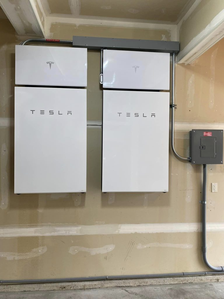 Close view of Tesla Powerwall used in a Bothell solar energy system installation