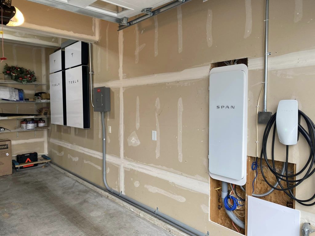 SPAN smart electrical panel installed to monitor energy usage in a Bothell solar and battery system