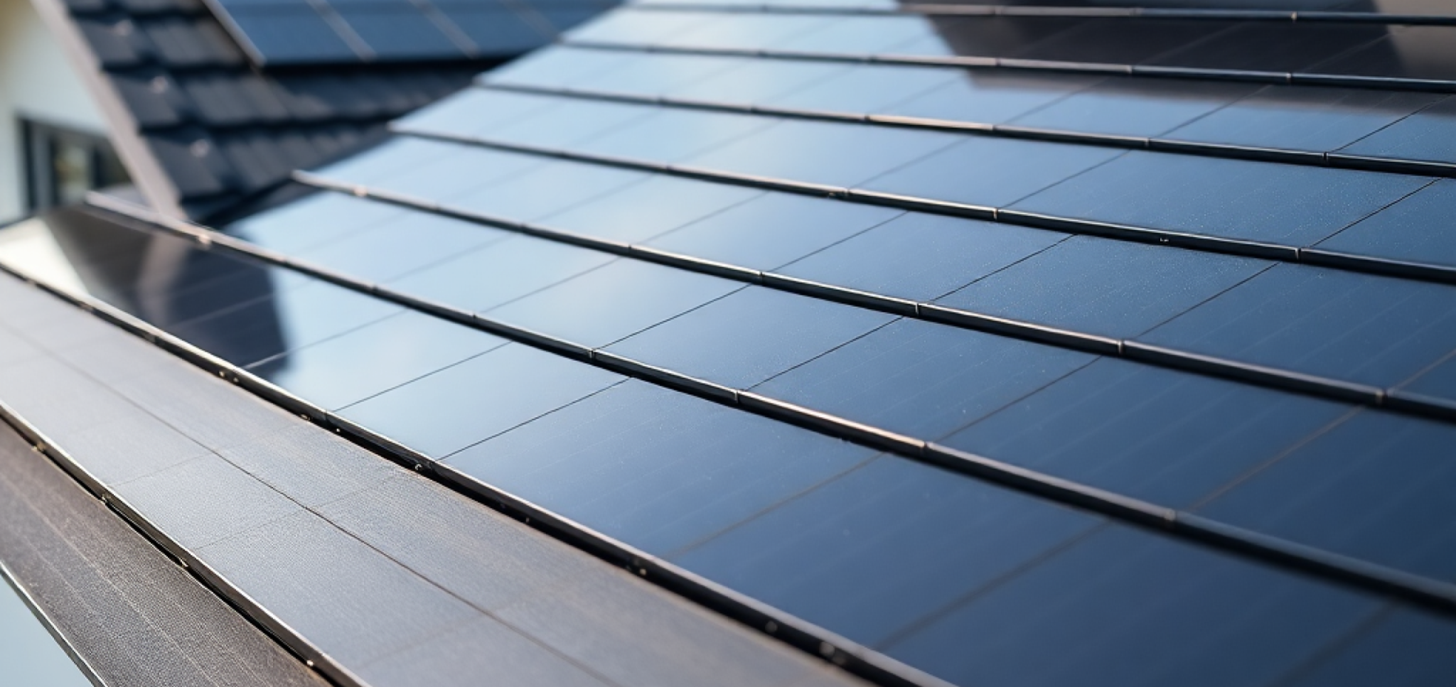 Modern luxury home with Tesla Solar Roof tiles installed