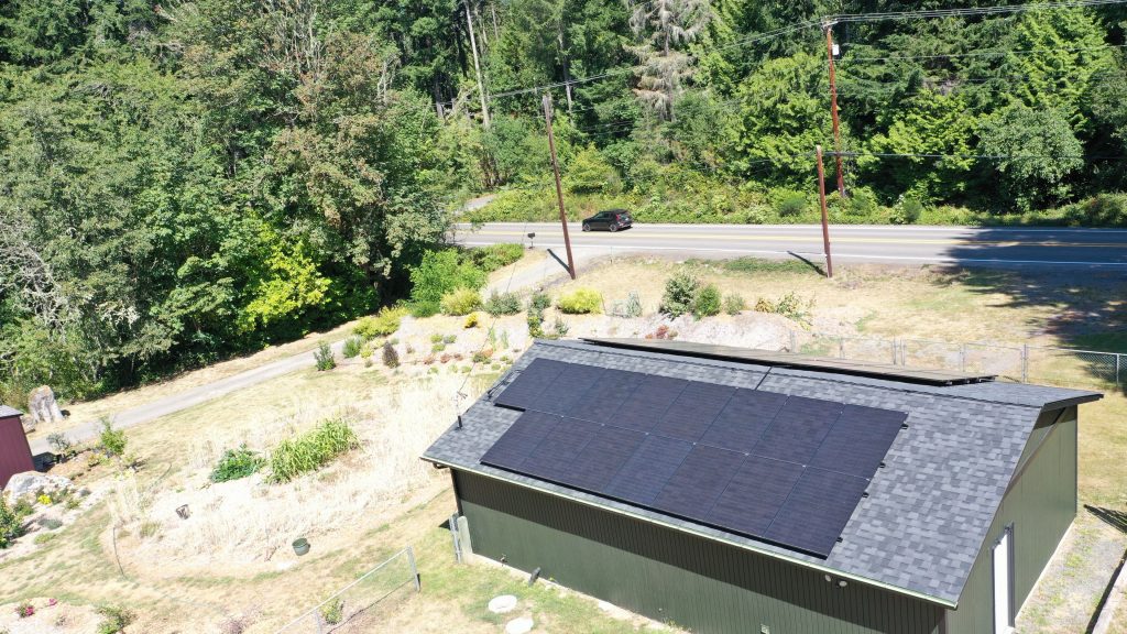 Poulsbo garage roof replacement with CertainTeed Northgate shingles and Solstice solar installation