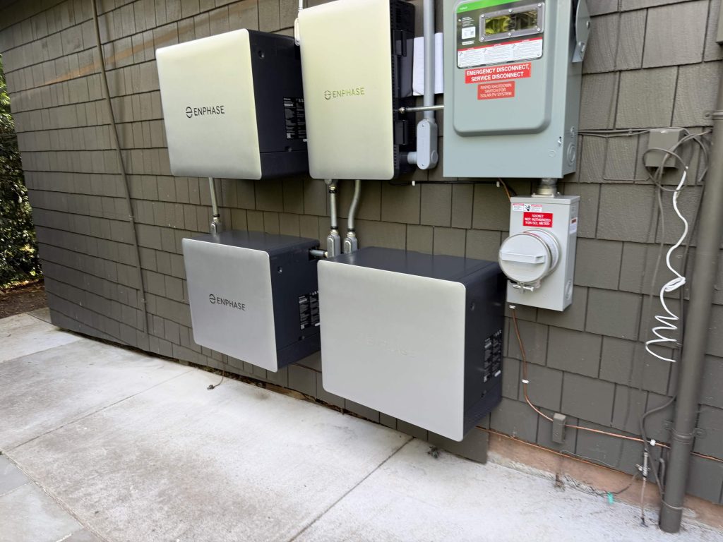 Enphase IQ10C battery storage units providing 30 kWh of backup power in a West Seattle, WA home