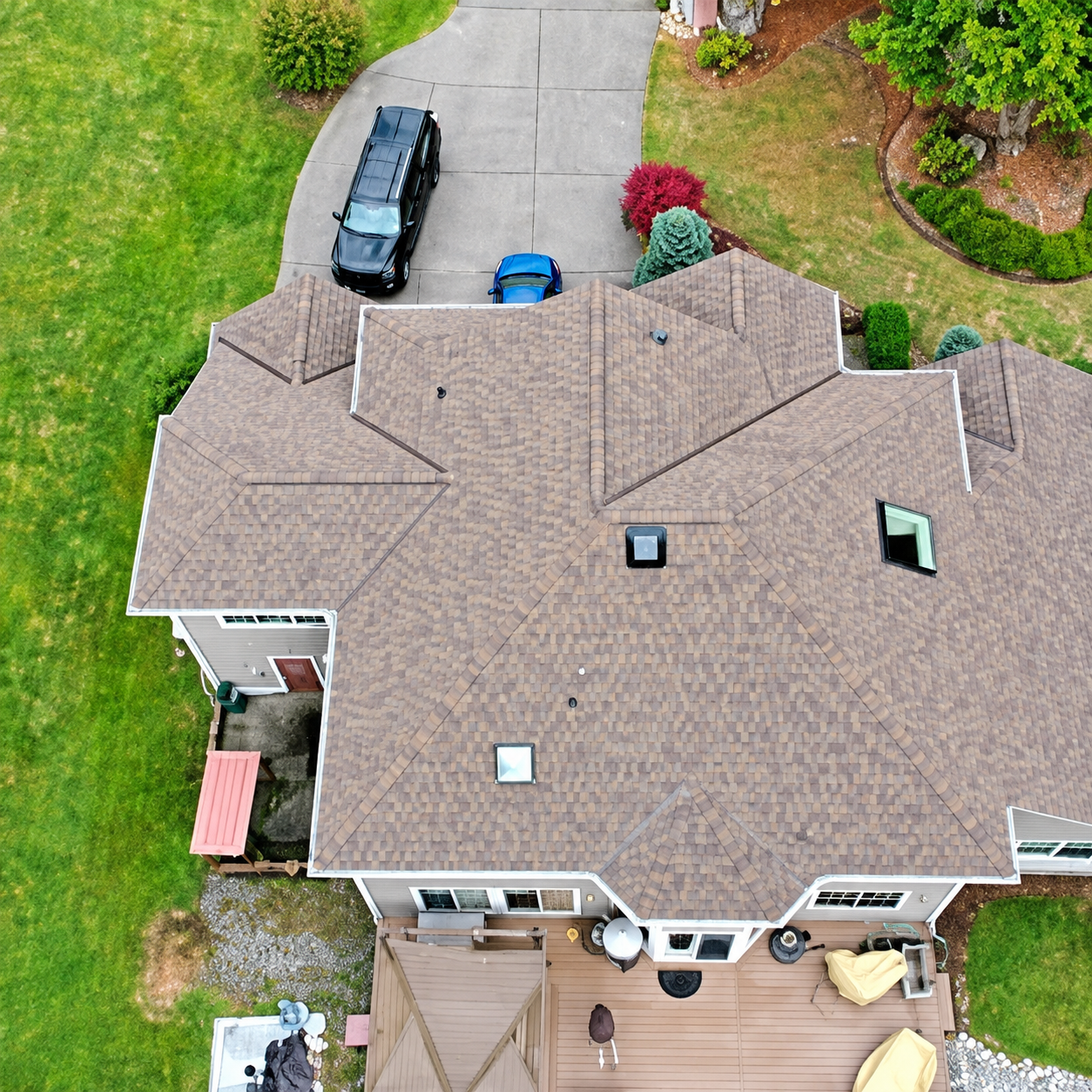 Complex gable roof with skylights after NorthGate Climate Flex installation, Maltby WA